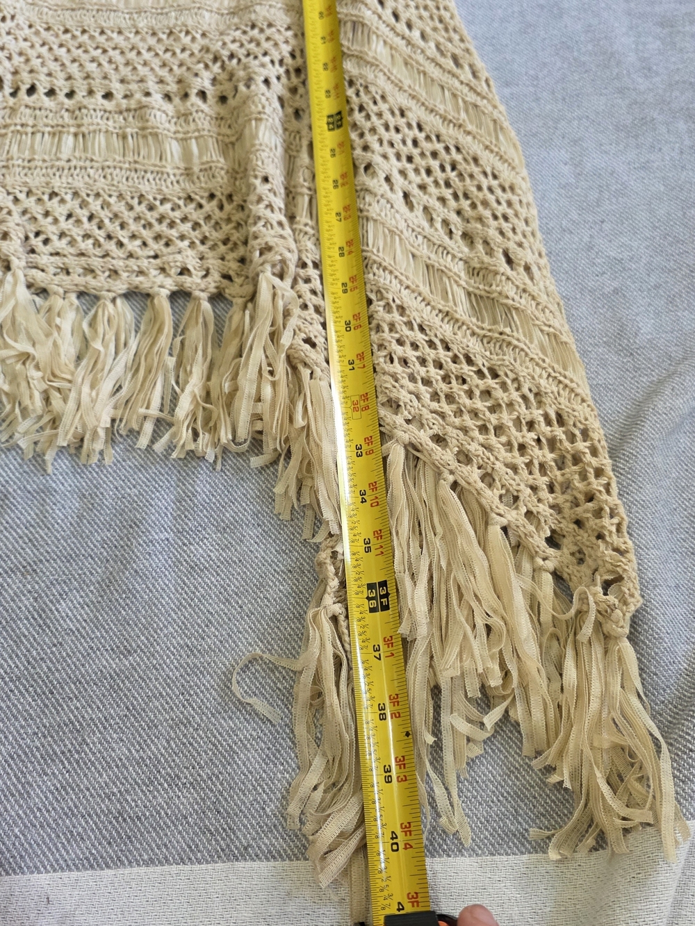 Chico's Cream Handkerchief Crochet Fringe Maxi Skirt - Picture 8 of 9